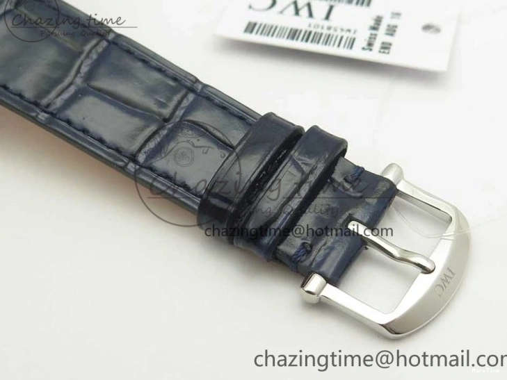 MIROTIME 0102 Portofino IW458101 SS MK 1:1 Best Edition Blue Dial On Blue Leather Strap MIYOTA MoistureWicking 7168